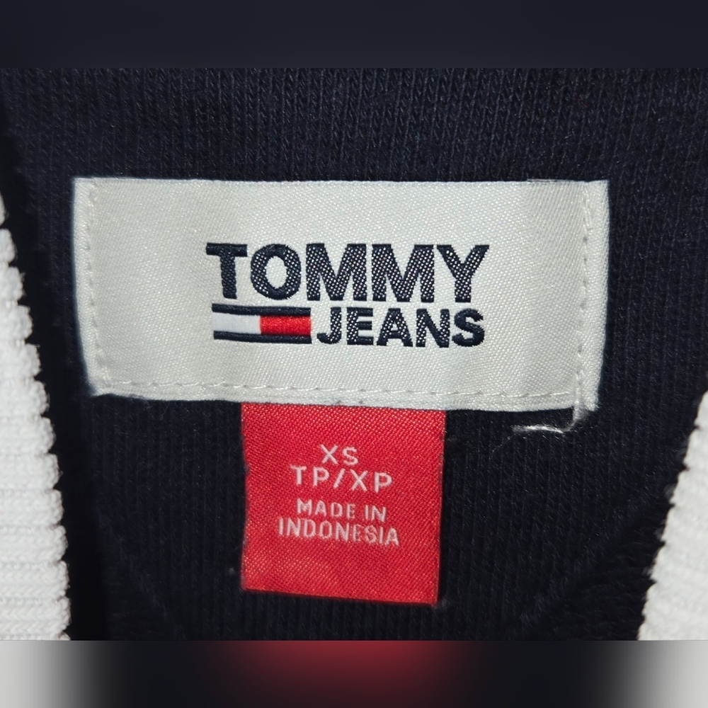 Tommy Jeans French Terry Letterman Snap Front Pockets Jacket Sz XS - Picture 3 of 4